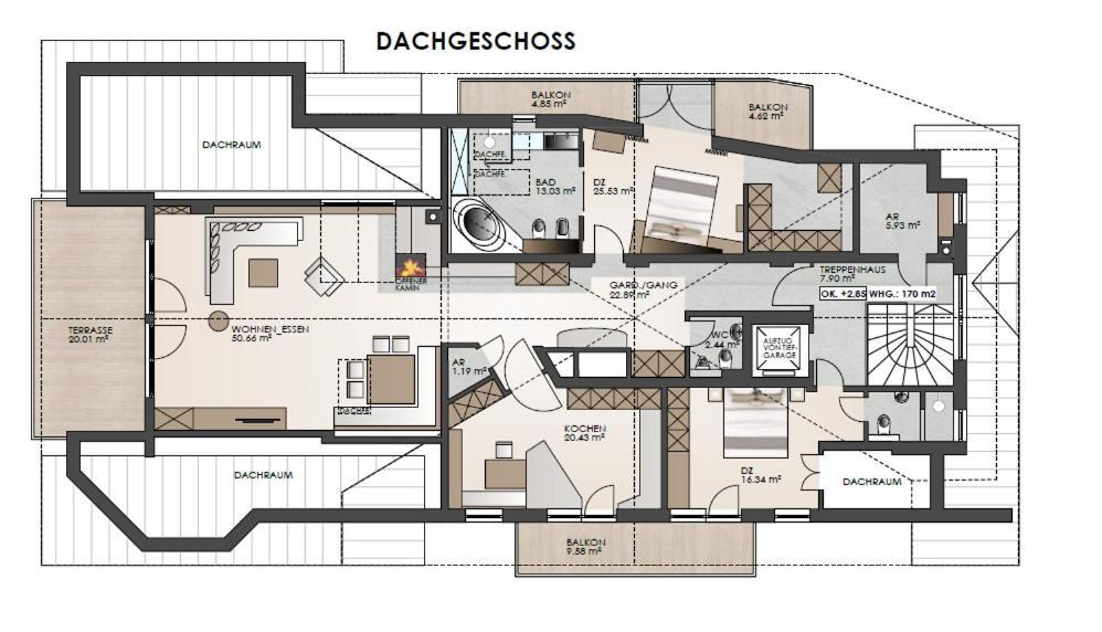 Apartment mit 2 Schlafzimmern und Bergblick